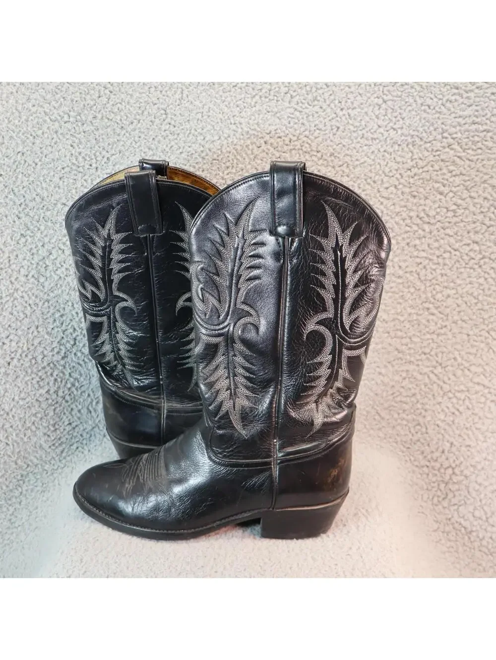 Tony Lama 2086  Black Leather Western Cowboy Boots Men 9.5EE